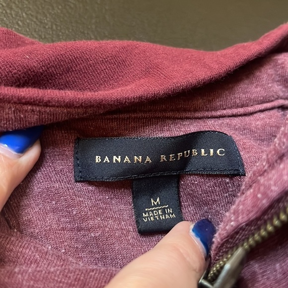 Banana Republic mens mock neck sweater - burgundy, buttons, 3/4 zip, casual - Picture 4 of 4